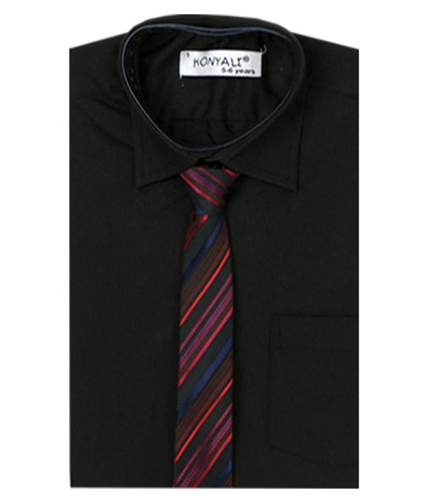 Boys Classic Collar Shirt & Tie Set - Black