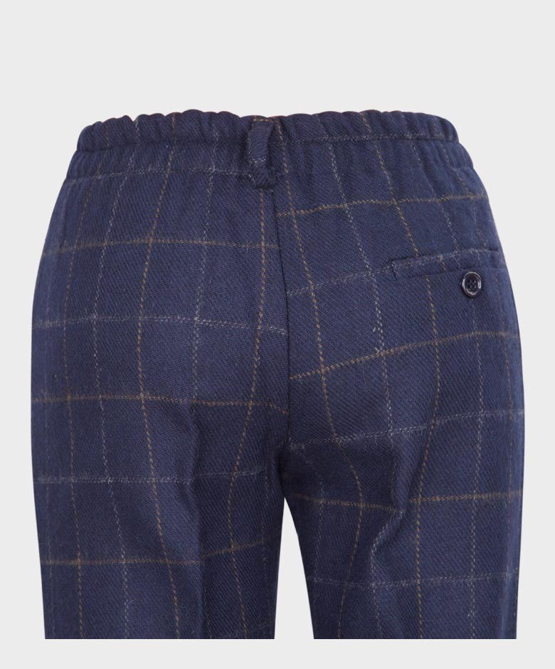 Pantalon à Carreaux Windowpane Bleu Marine pour Garçons - SHELBY - Bleu Marine