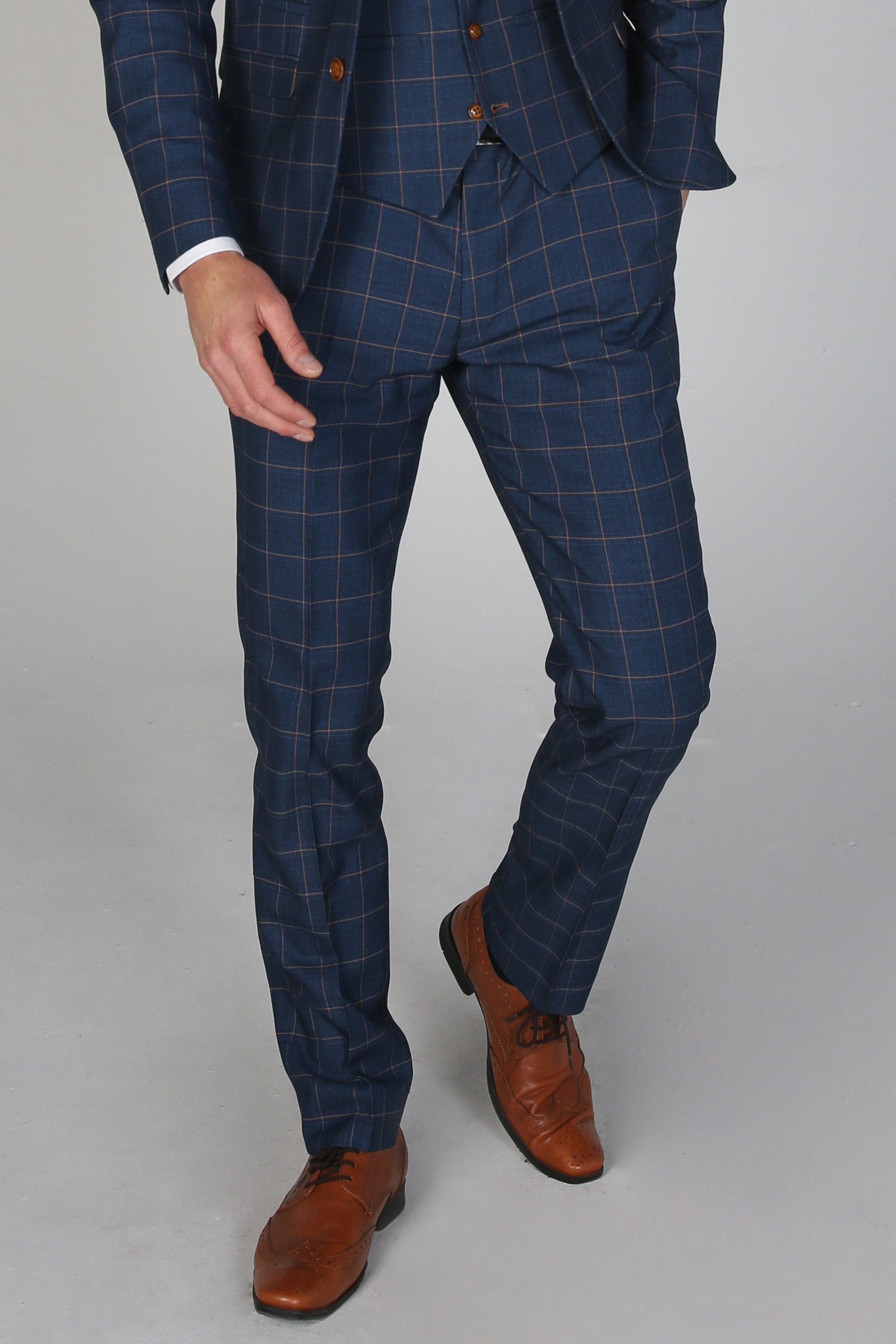 Pantalon à Motif Windowpane Tailleur pour Homme - HAMLEYS - Bleu Marine