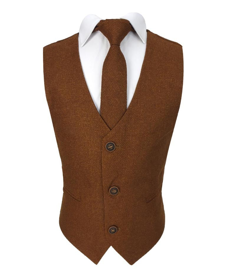 Herren & Jungen Tweed Westen-Set - Zimtbraun