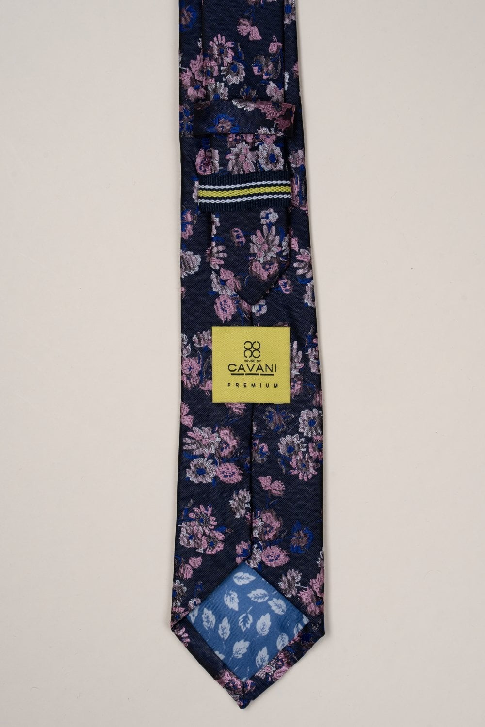 Cravate à motifs floraux pour hommes - Bleu Marine et Rose