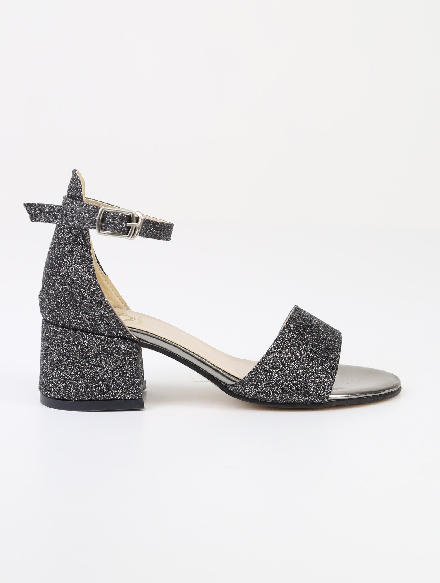 Mädchen Knöchelriemen Blockabsatz Sandalen - SPARKLE - Dunkelsilber