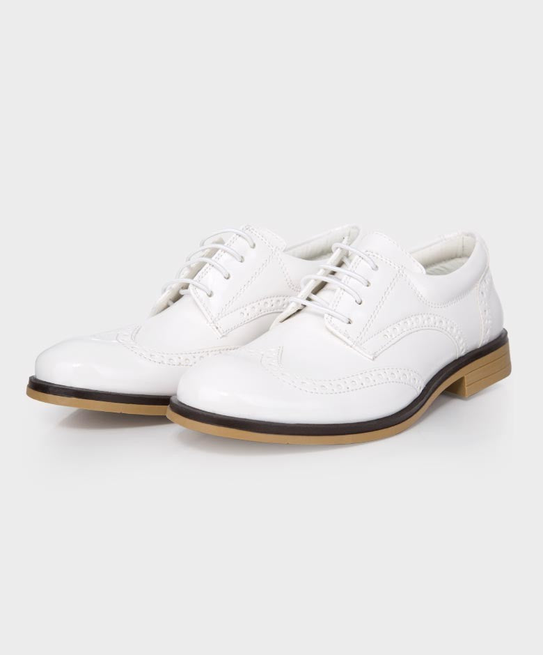 Chaussures Derby Brogue à Lacets pour Garçons - Blanc