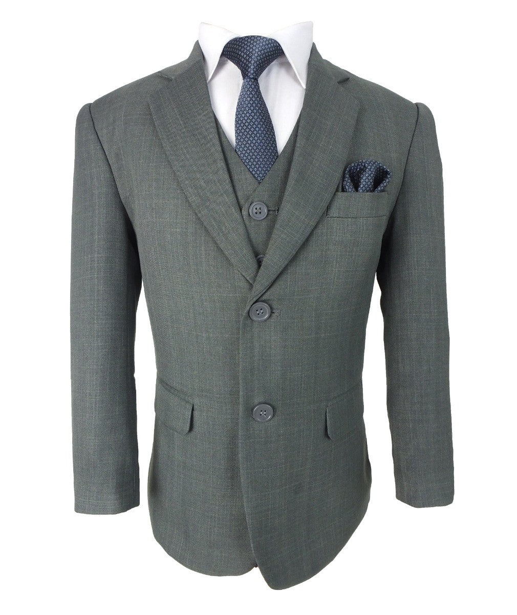 Boys Slim Fit Light Grey Suit - Light Grey