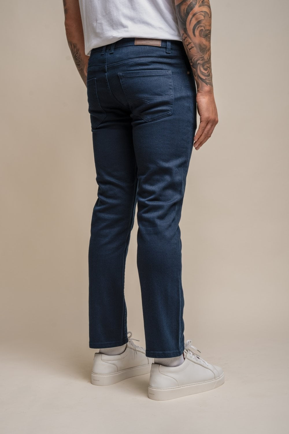 Jean en denim stretch ajusté en coton pour hommes - MILANO - Gris Acier