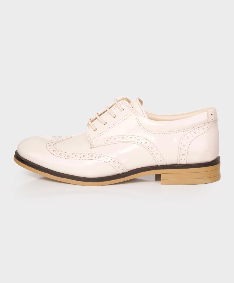 Chaussures Derby Brogue à Lacets pour Garçons - Ivoire