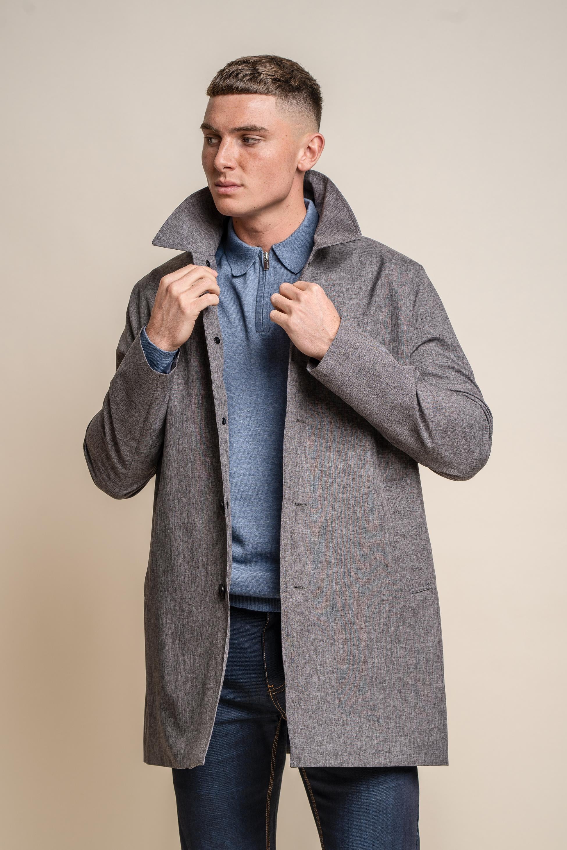 Manteau Midi Geke avec Fermeture Éclair Amovible pour Homme - BRANDO - Gris