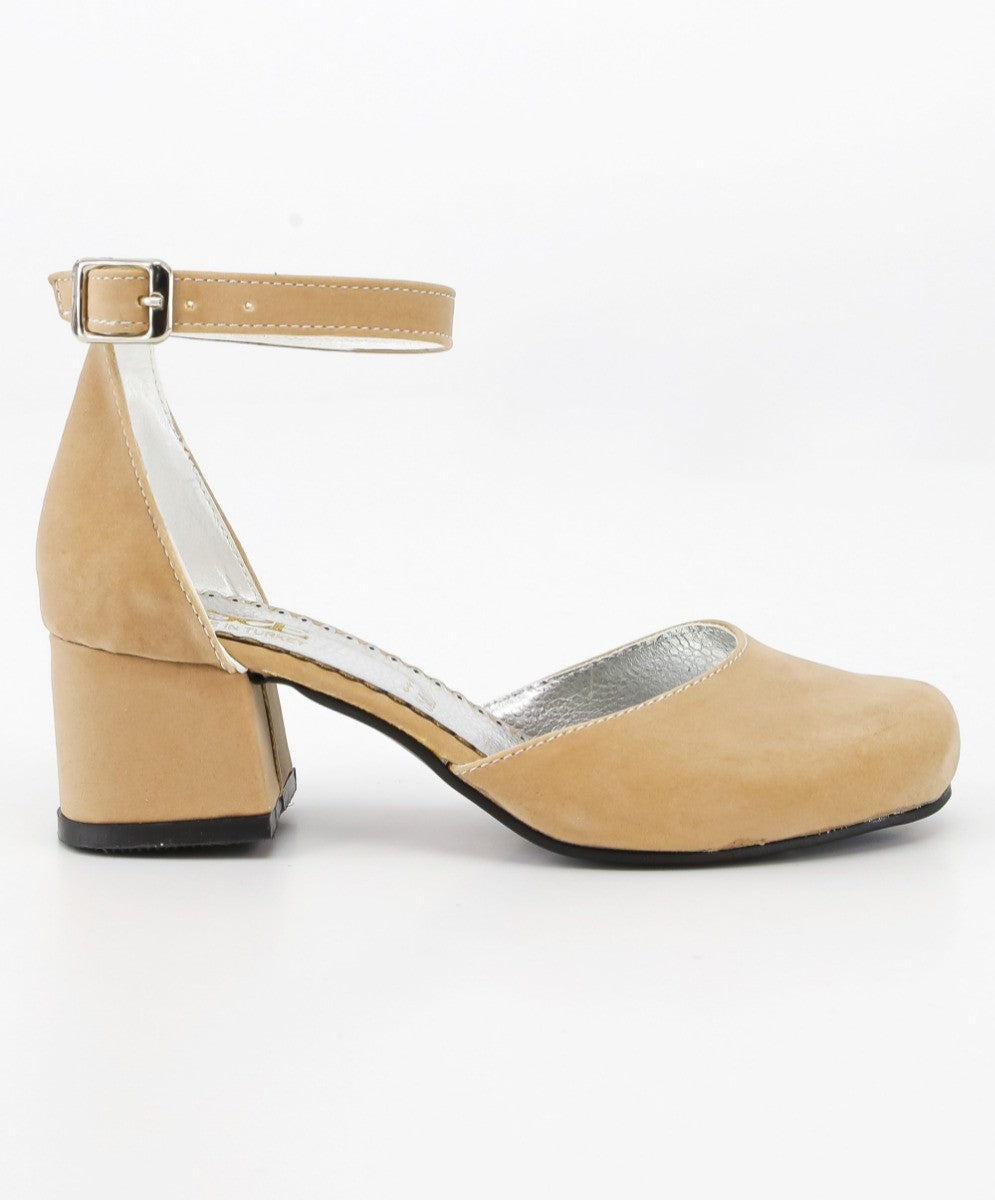 Mädchen Mary Jane Blockabsatz Schuhe - Beige