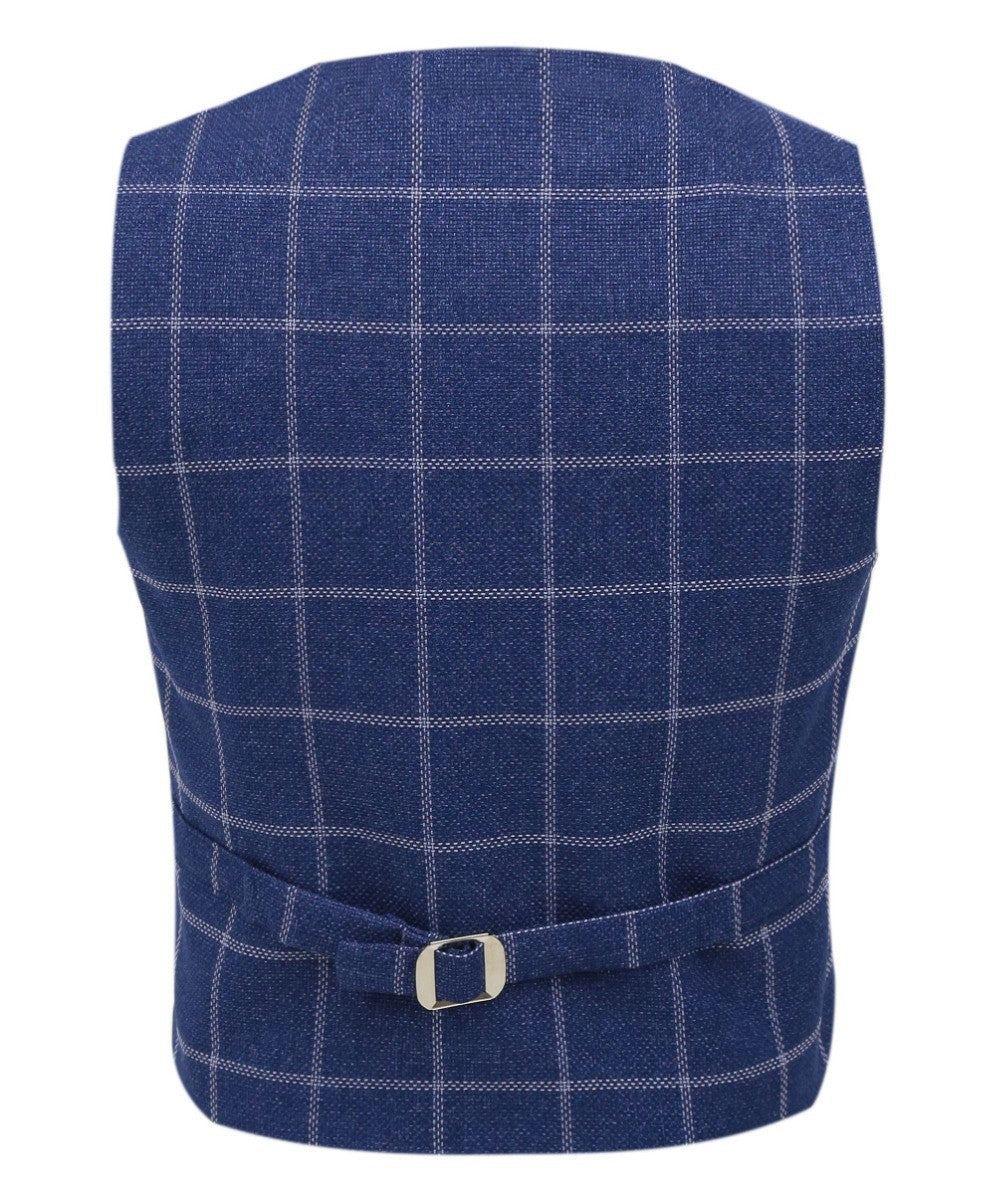 Jungen Tweed Karo Baumwollwesten-Set - Blau