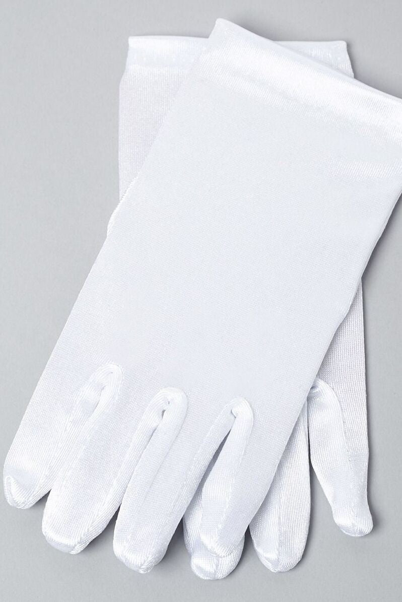 Gants en satin blanc uni pour filles - ALICE - Blanc