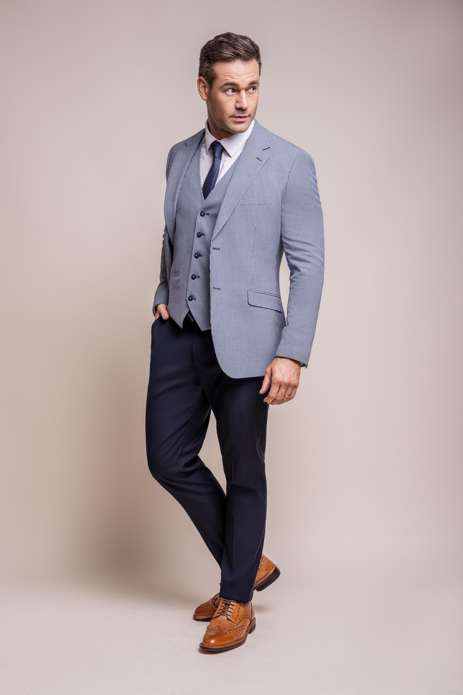 Men's Slim-Fit Blue Suit Jacket - BARESI - Blue