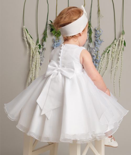 Robe en tulle avec appliqués floraux pour bébés filles - ELISE - Blanc