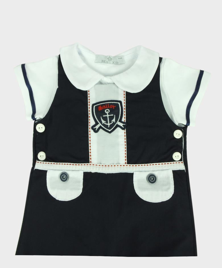 Baby Boys Summer Dungaree Set - Dark Blue