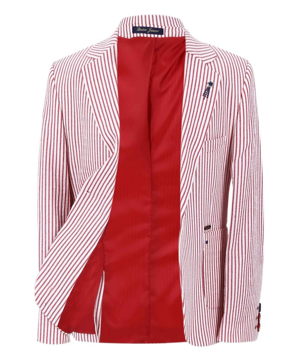 Blazer à Rayures Slim Fit pour Garçons - Rouge