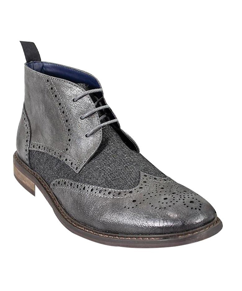 Herren Tweed Brogue Knöchelstiefel - CURTIS - Grau