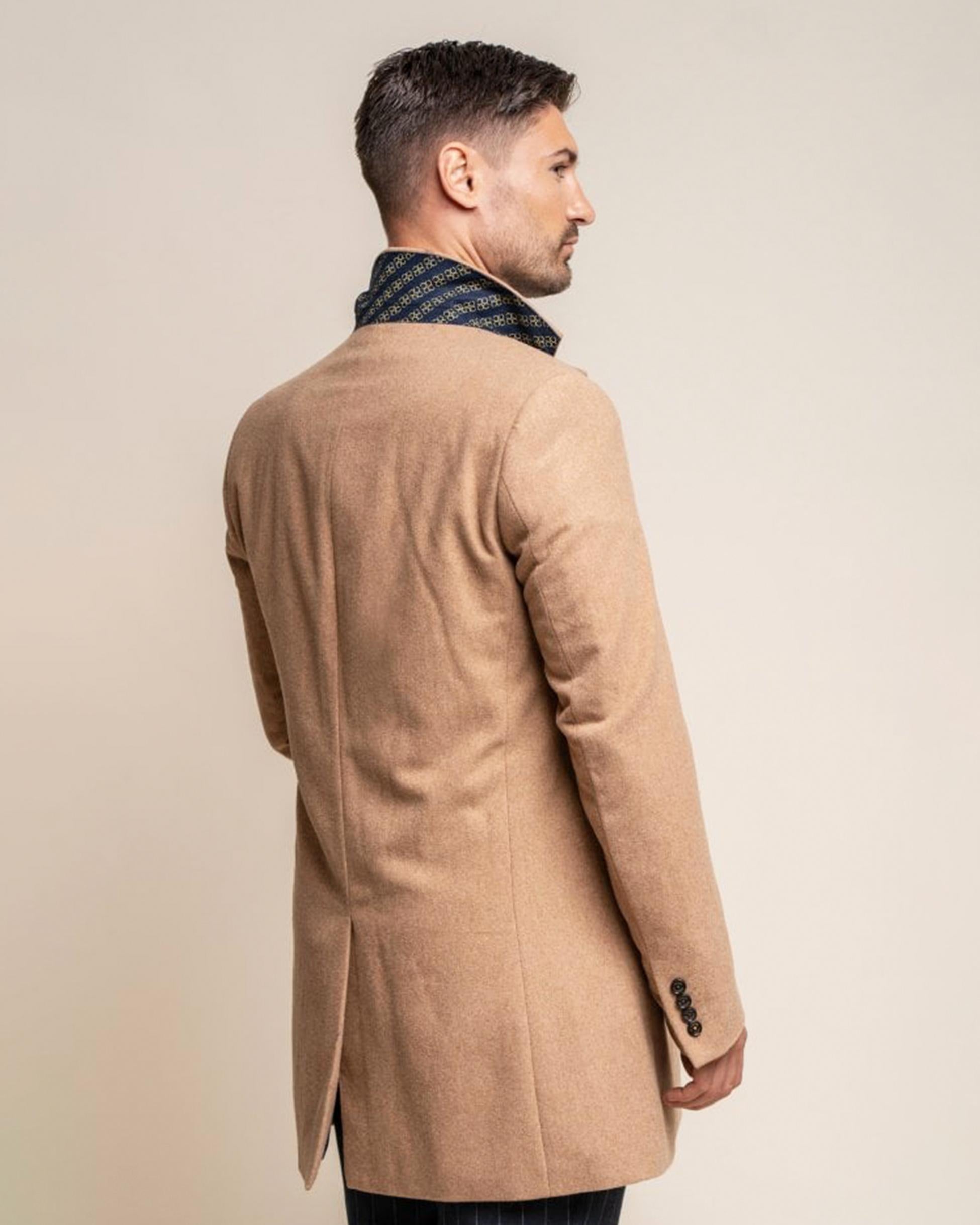 Manteau Mi-Long en Laine pour Homme - ROMAN - Brun Camel