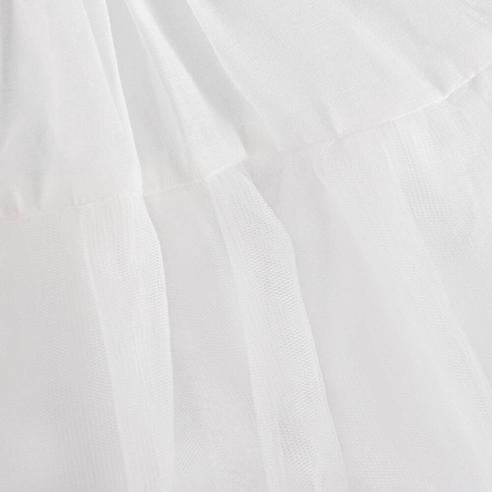 Robe de Ballerine en Coton Blanc avec Jupon pour Fillettes - Ivoire