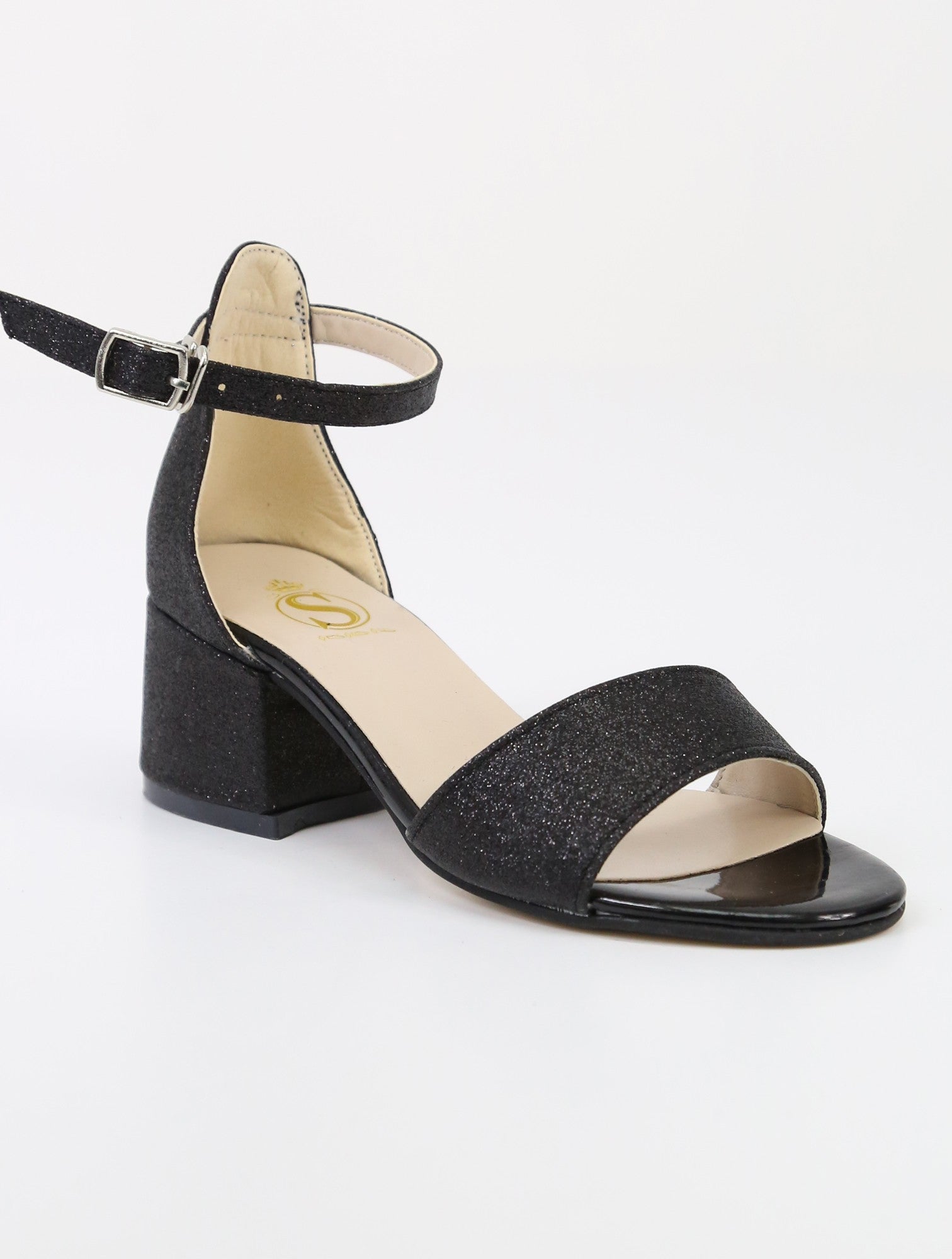 Mädchen Knöchelriemen Blockabsatz Sandalen - SPARKLE - Schwarz