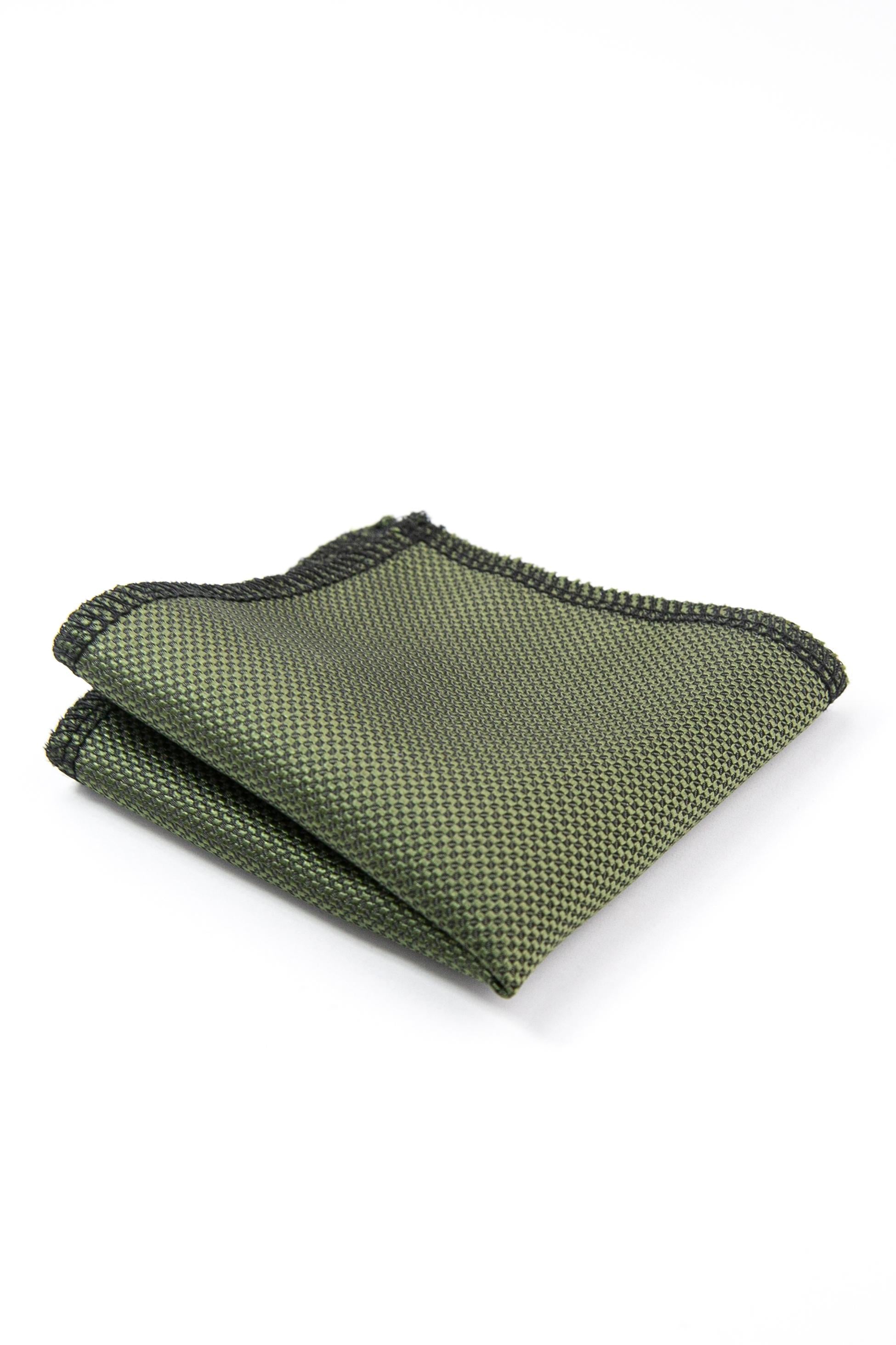 Ensemble cravate et pochette en jacquard avec sangle élastique pour garçons - Vert Kaki