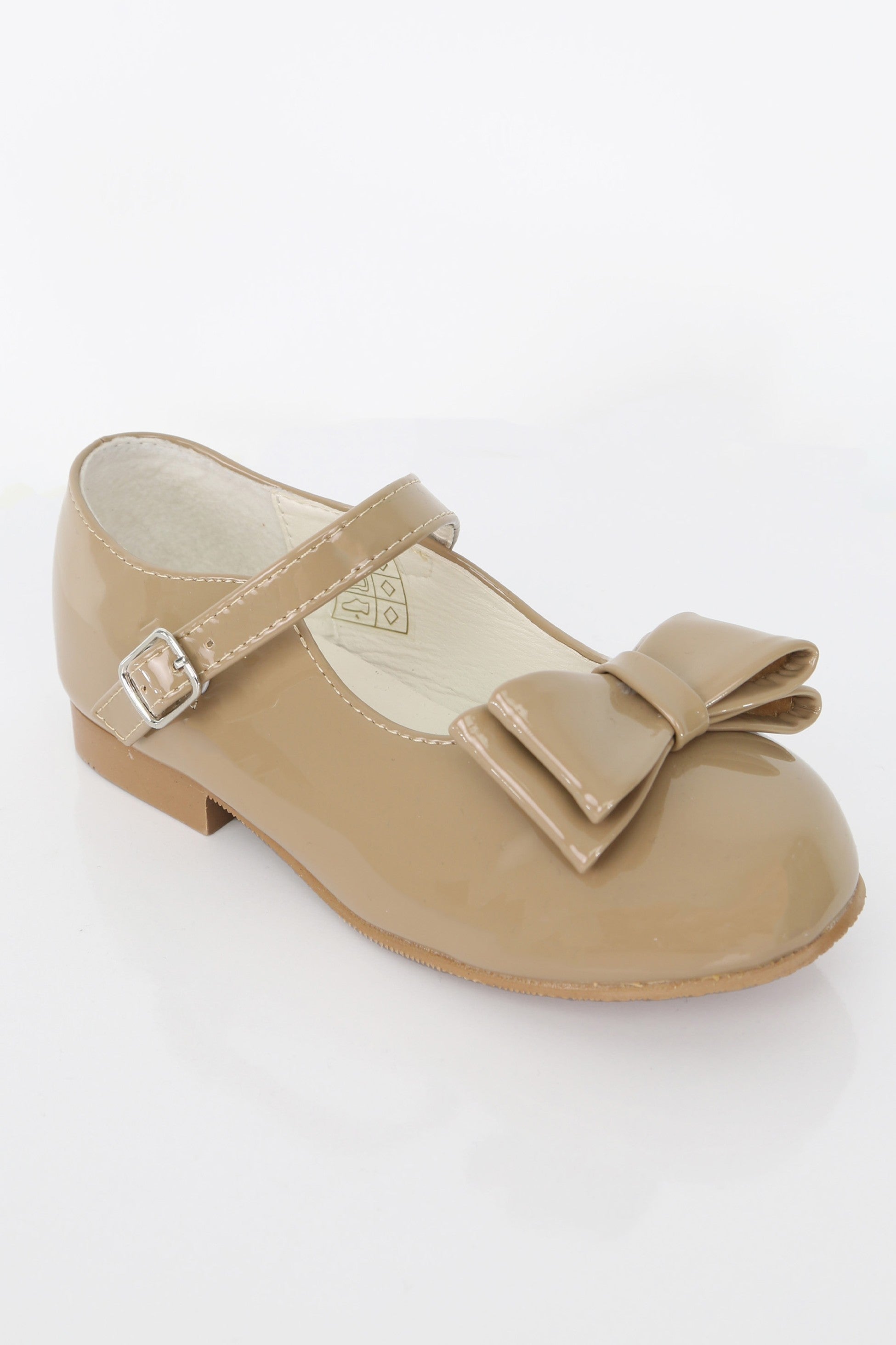 Girls Patent Mary Jane Shoes with Bow – LIYA - Camel