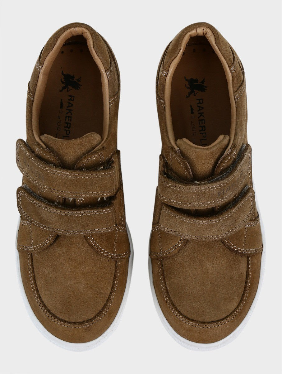 Boys Suede Velcro Sneakers - Tan Brown