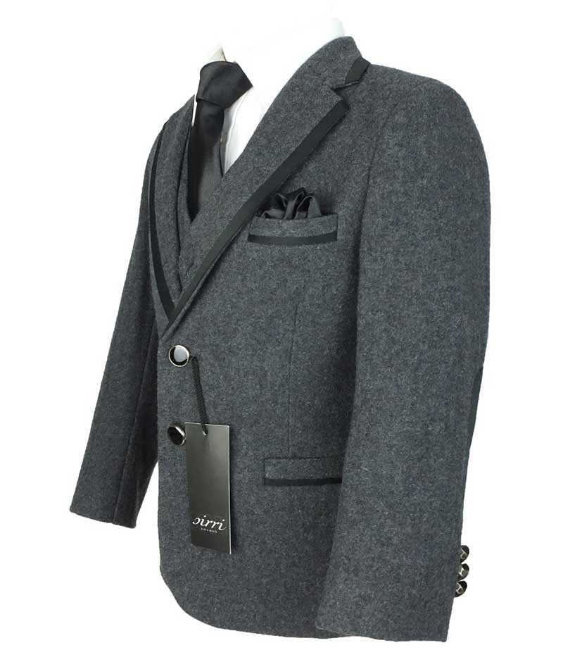 Costume en Tweed Effet Laine pour Garçons - Gris Charbon