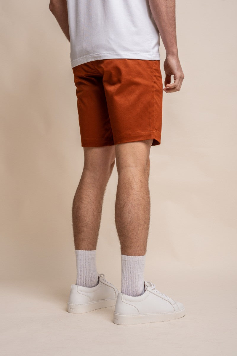 Herren Baumwolle Casual Slim Fit Chino Shorts - DAKOTA - Rostziegel