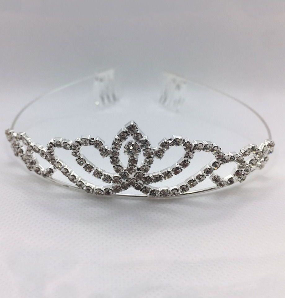 Sparkling Silver Crystal Tiara Crown for Girls