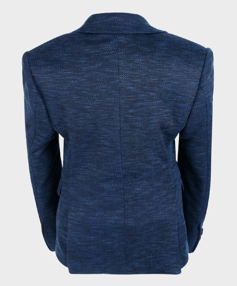 Blazer à Motifs Birdseye Tailored Fit pour Garçons - Bleu Marine