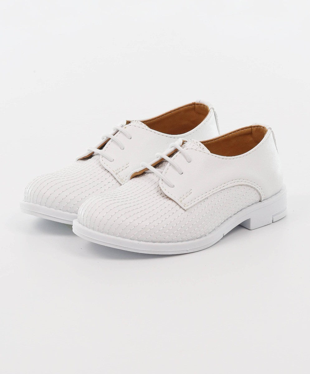 Chaussures Formelles en Cuir à Lacets pour Garçons - Blanc