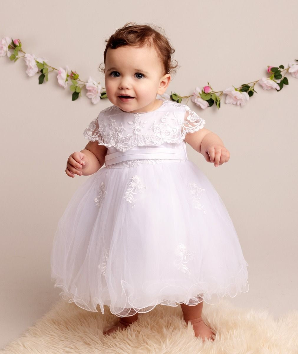 Robe de baptême en dentelle avec cape pour bébés filles - FAY - Blanc