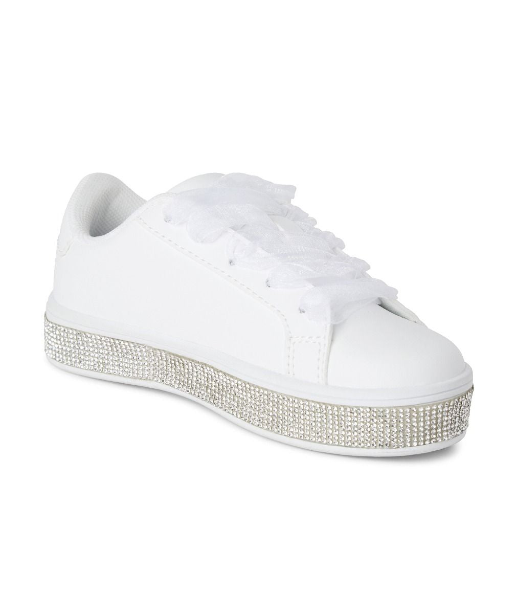 Mädchen Weiße Strass Plattform Sneakers – WITNEY - Weiß