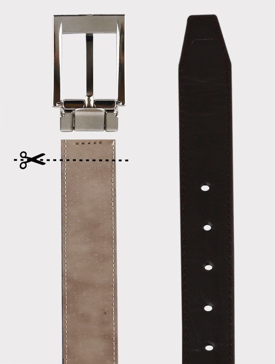 Boys Adjustable Leather Belt - Dark Brown