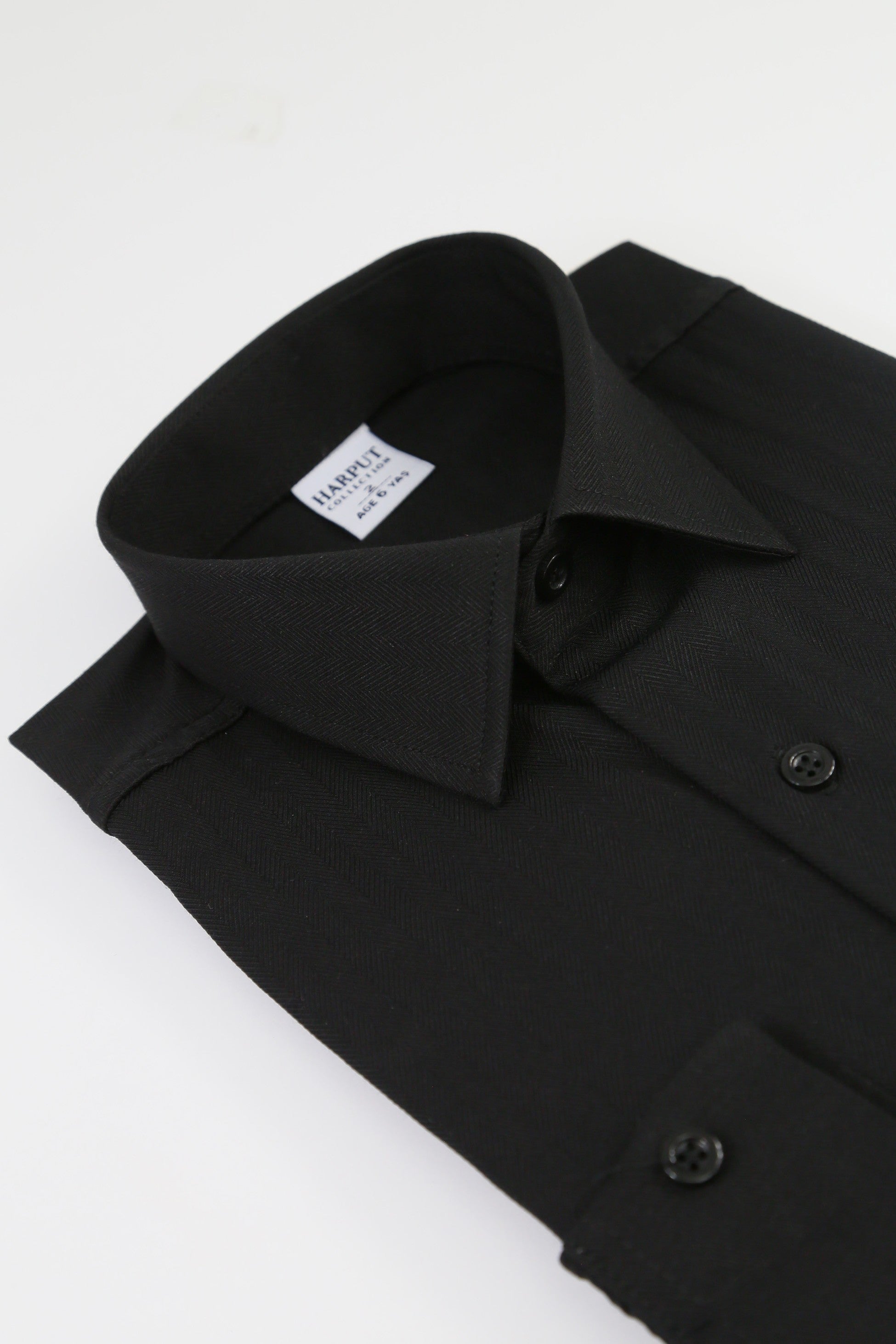 Chemise habillée classique à herringbone noir pour garçons - HARPUT - Noir