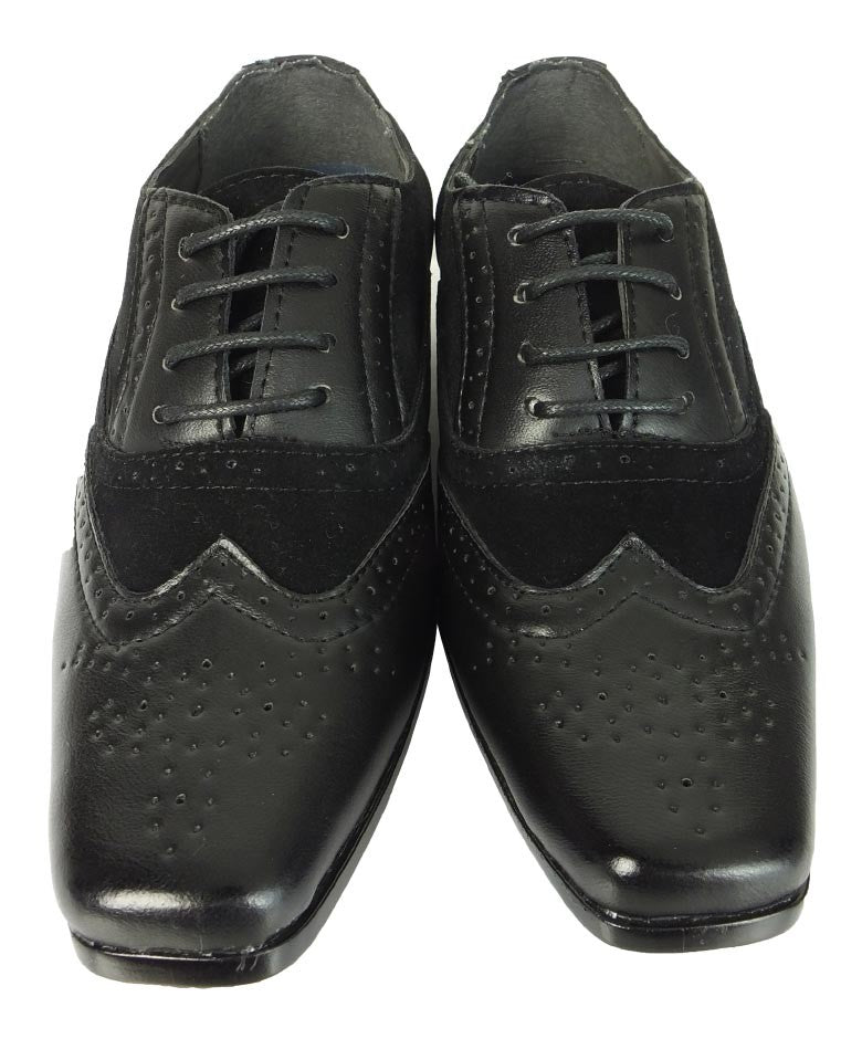 Chaussures Oxford à Bout Rond à Lacets pour Garçons - CHESTER Noir - Noir