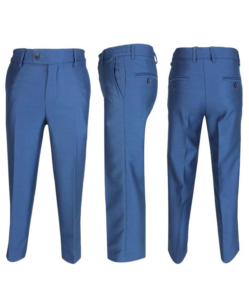 Costume de Smoking à Passepoil Slim Fit pour Garçons - Bleu Tonique