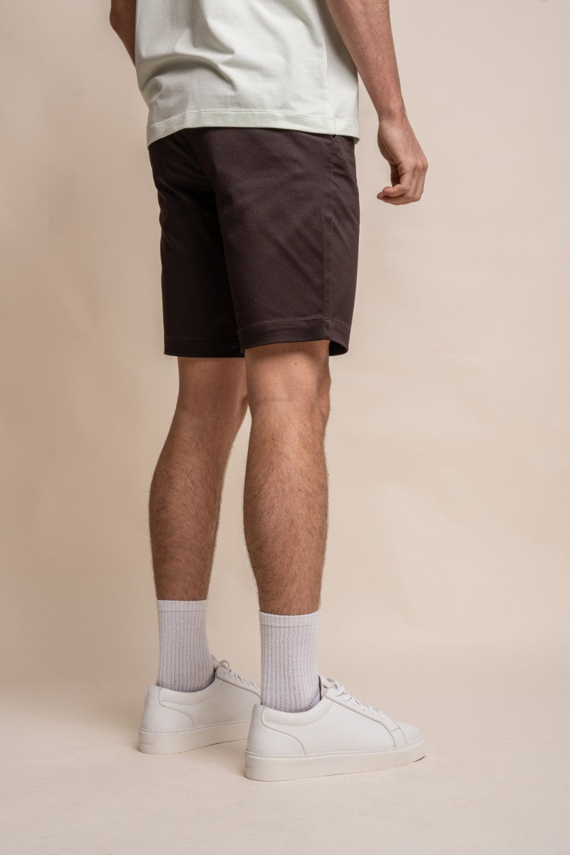 Herren Baumwolle Casual Slim Fit Chino Shorts - DAKOTA - Schokoladenbraun