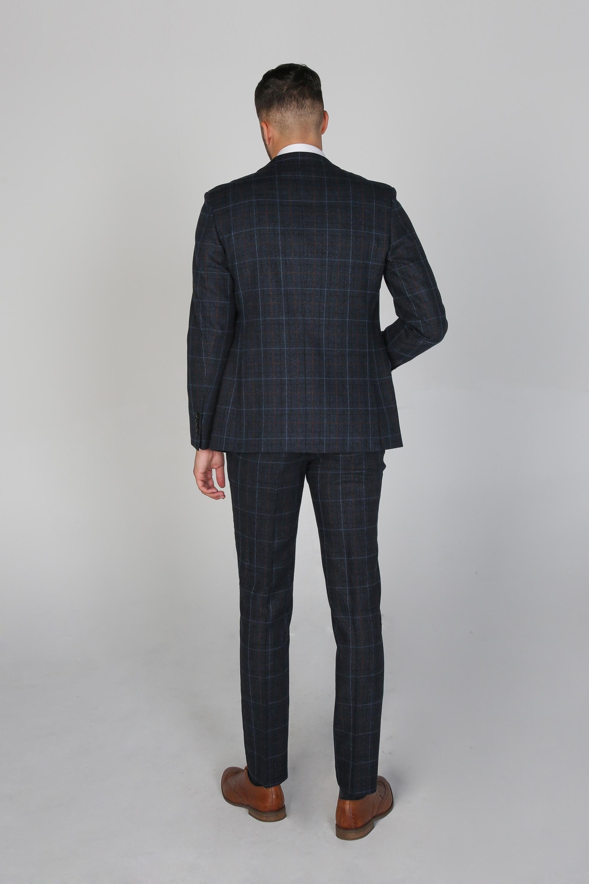 Herren Windowpane Maßgeschneiderter Anzug - HARVEY - Marineblau