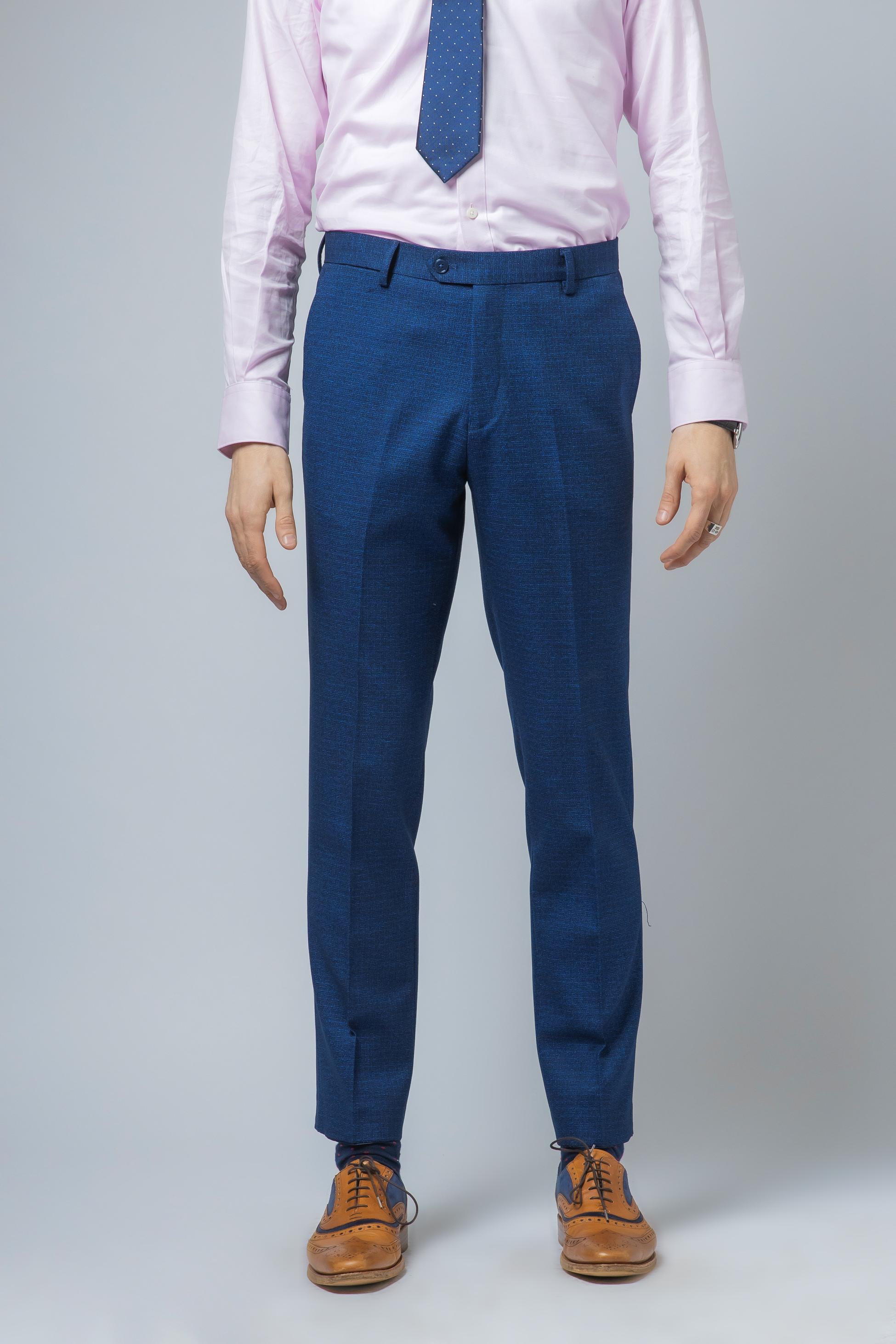 Men's Slim Fit Blue Trousers - MATEO - Indigo Blue