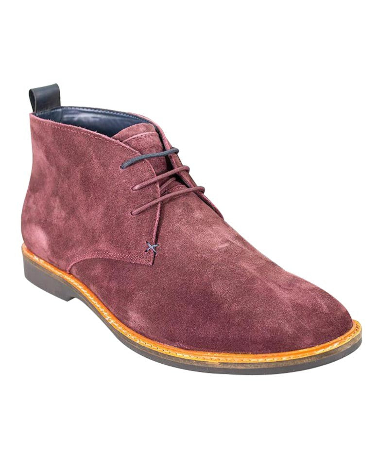 Men's Suede Chukka Boots - SAHARA - Burgundy