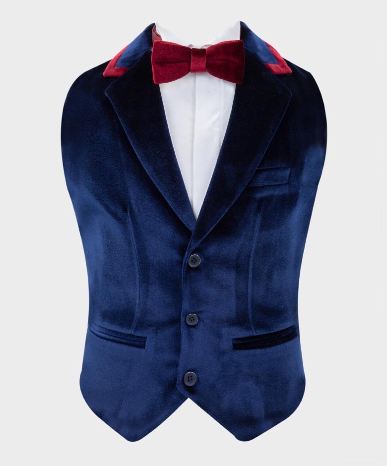 Ensemble Gilet en Velours pour Garçons - Bleu Marine