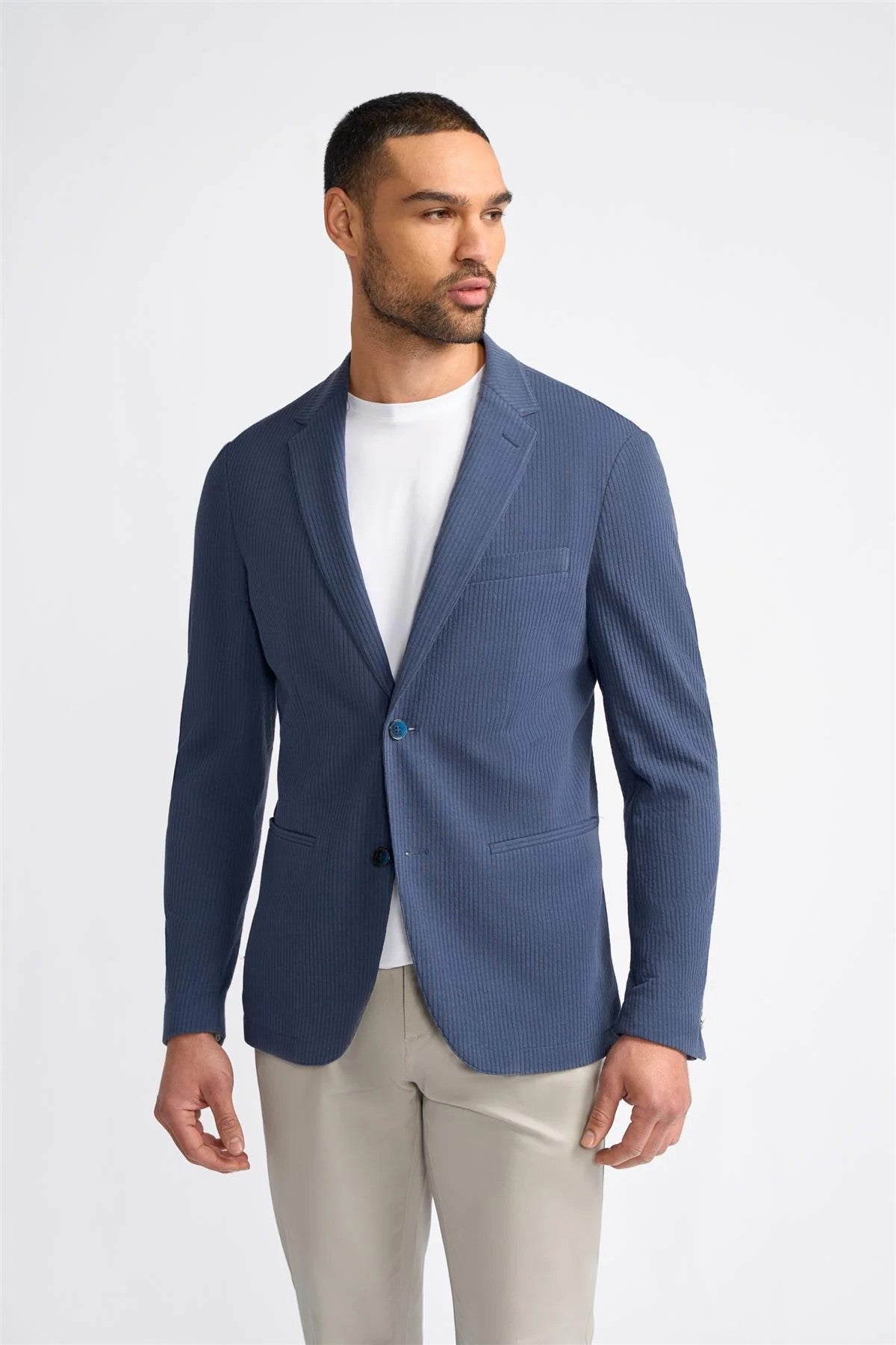 Blazer en Coton Velours Côtelé Bleu Marine pour Homme - MALMO - Bleu Marine