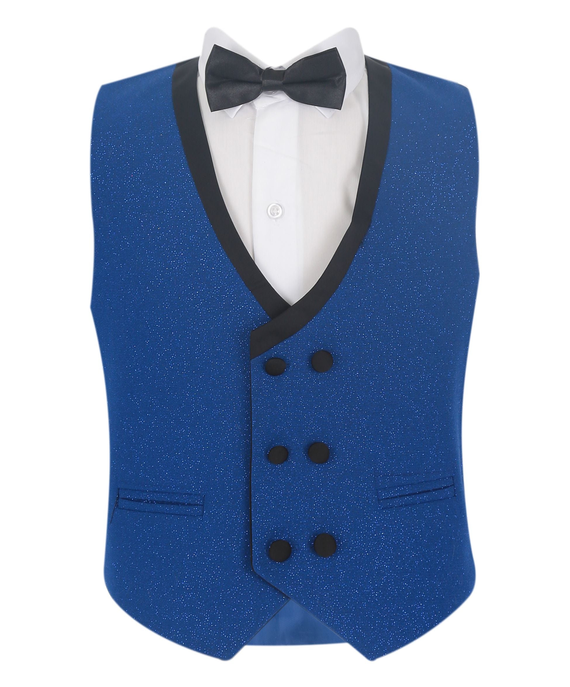 Jungen Glitzernder Slim Fit Tuxedo Dinner Anzug - Blau