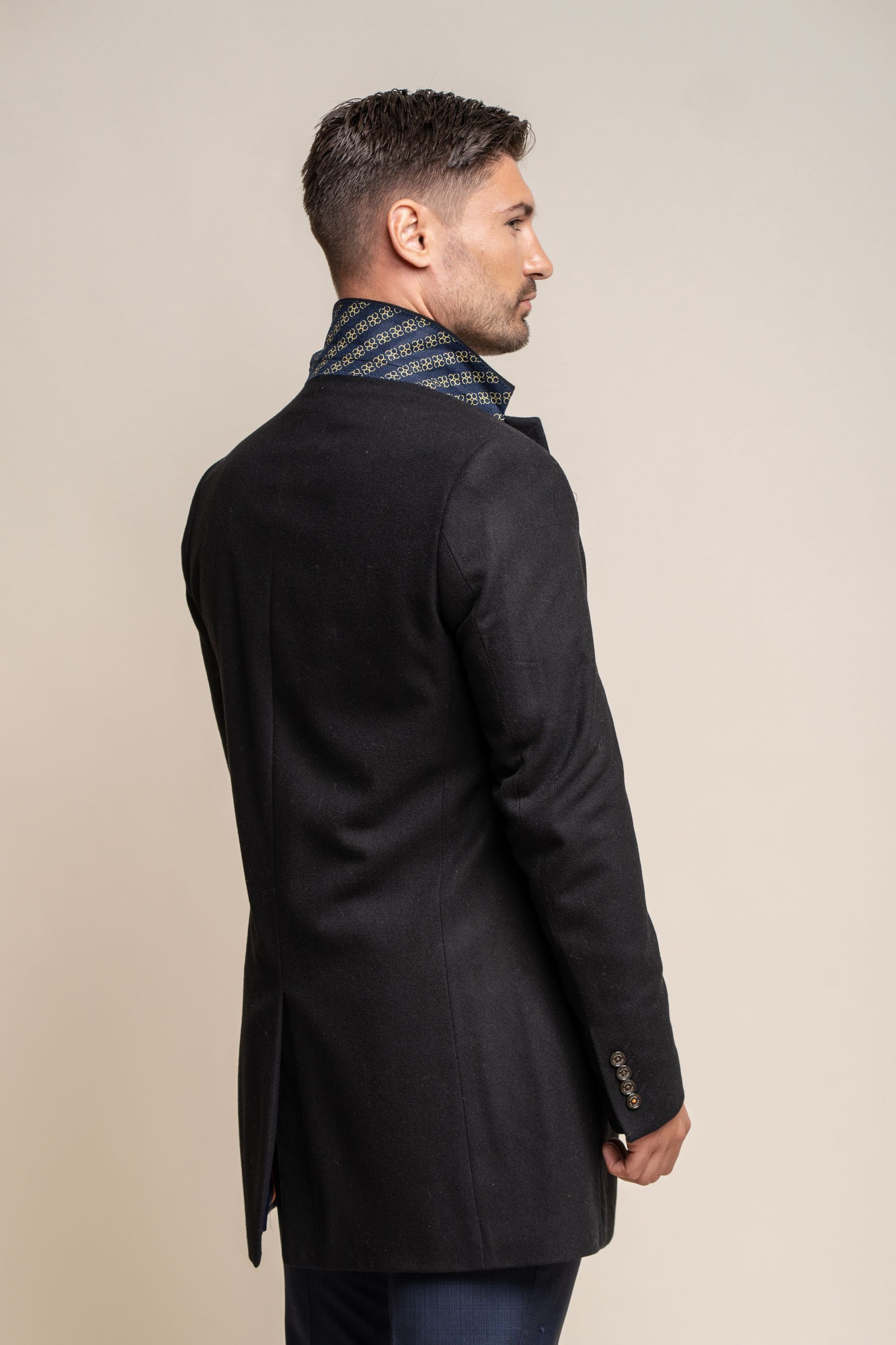 Manteau Mi-Long en Laine pour Homme - ROMAN - Noir