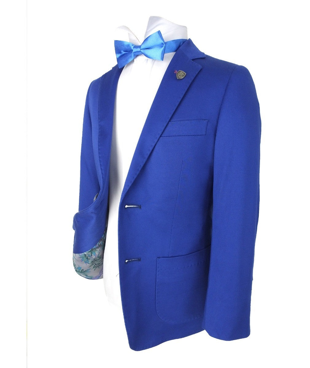 Jungen Slim Fit Baumwoll Blazer - Royalblau