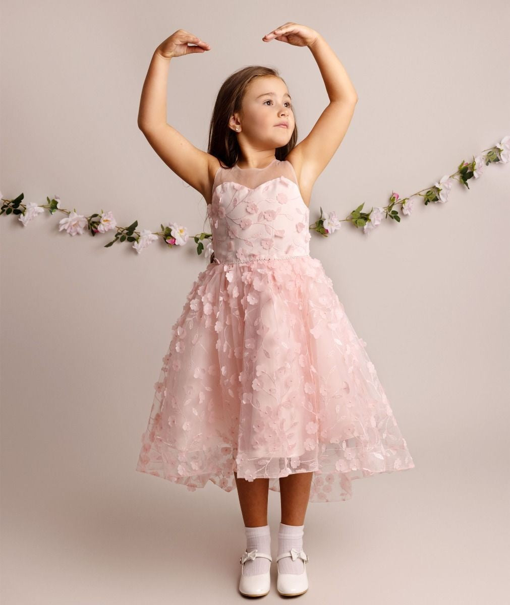 Robe à fleurs pour filles - COURTNEY - Rose