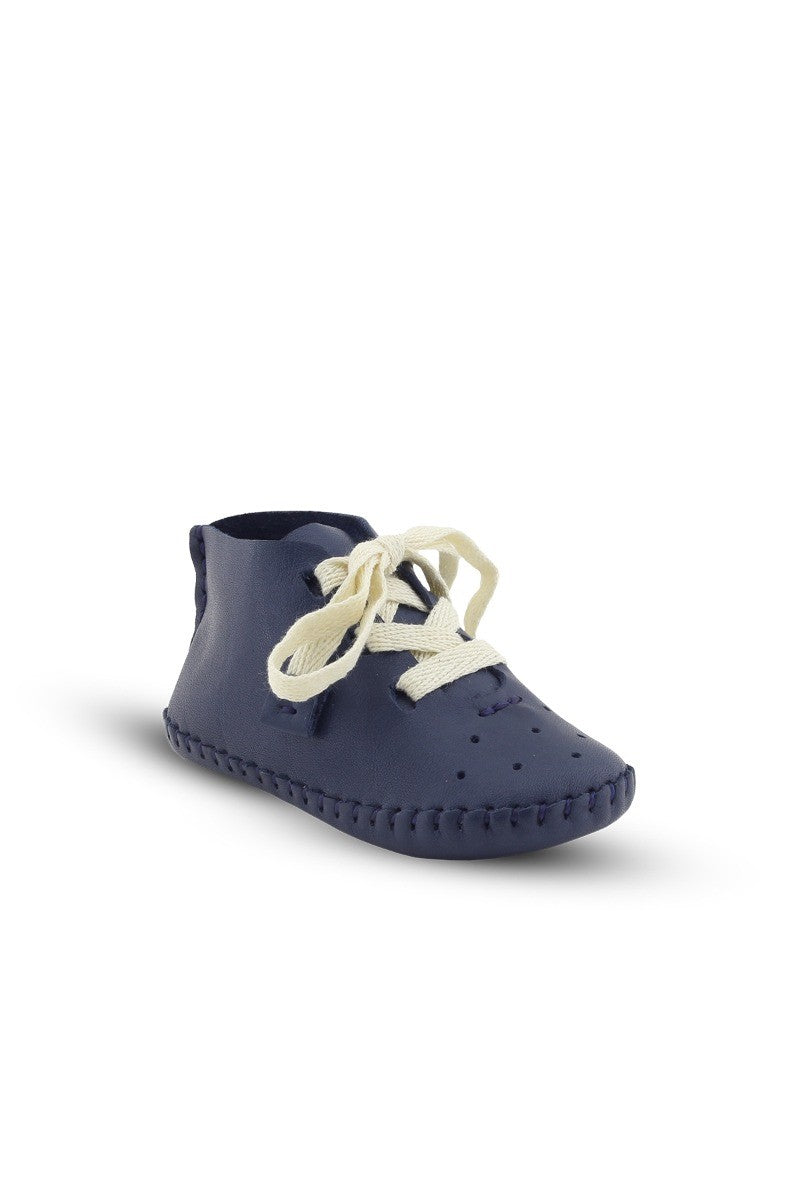 Baby Jungen Vorläufer Echtleder Weichsohlen Krippenschuhe - Navyblau