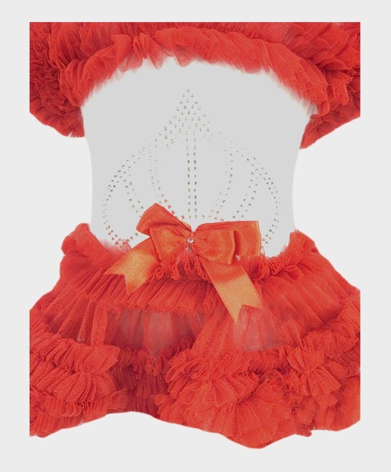 Bodysuit Tutu en Tulle et Coton pour Fillettes - Rouge