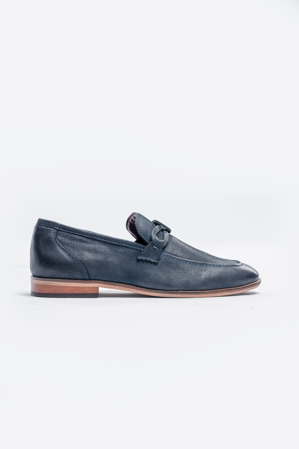 Herren Leder Slip-On Horsebit-Loafer - ARLINGTON - Marineblau