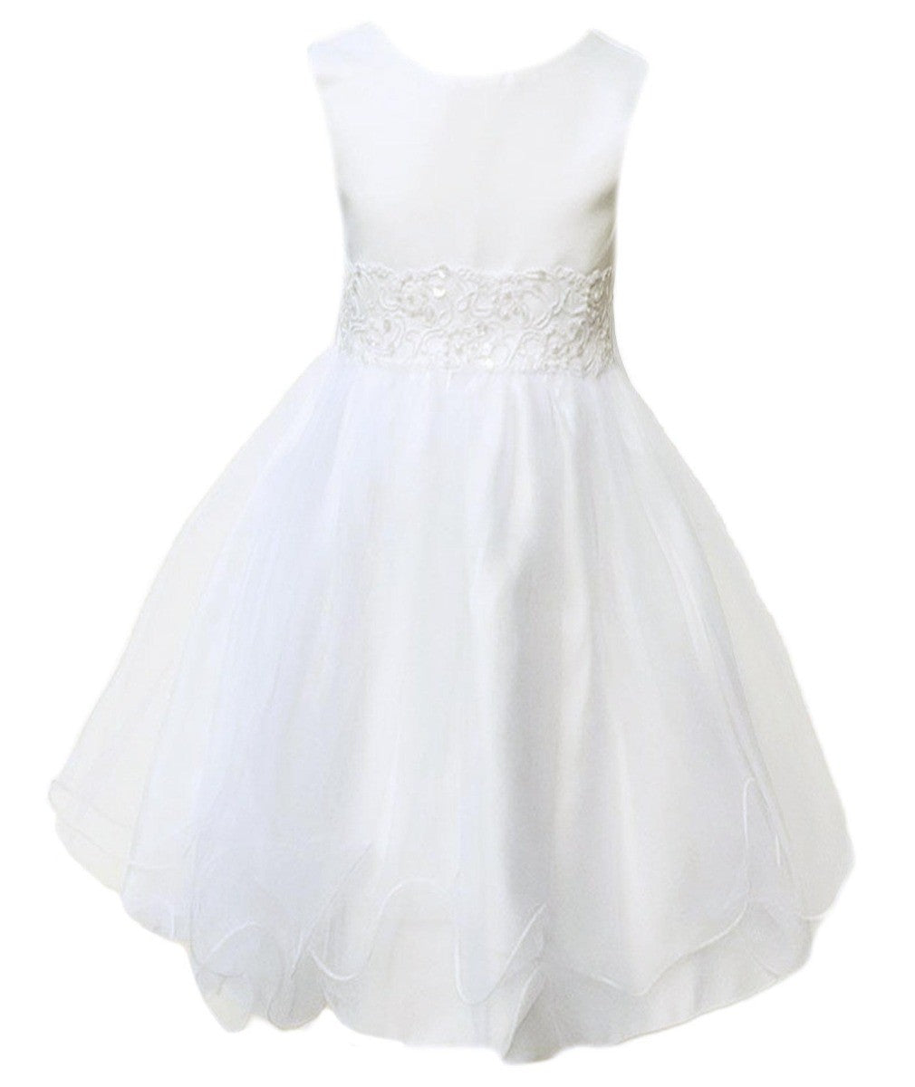 Baby Girls Flower Sleeveless Christening Dress - Ivory